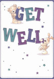 Bursting with playful optimism, this get well card glows with the spirit of Croydon's vibrant community. Two adorable characters-a trusting teddy bear and an eager puppy-come alive on the page, each joyfully cradling the large, colour-rich letters of 'Get Well.' The text, painted in bold indigo and teal, stands out against a creamy white background, infusing the scene with energy and gentle uplift. Around them, stars in shades of blue and violet scatter like tiny wishes sent from the gardens and green spaces across Croydon. The artist's attention to texture is striking; the bear's fluffy fur and the puppy's velvety brown ears look so inviting one can almost imagine their comforting cuddle. There is an undercurrent of friendship and hope woven through their expressive faces-a silent promise of recovery, echoed in every detail. This card doesn't just convey words but becomes an emotional salve, ideal for accompanying a fresh bouquet delivered locally by Flowers Croydon. Like the act of arranging flowers for someone you care about-each petal positioned to comfort and renew-the illustrated scene offers a unique blend of tenderness and encouragement, bringing genuine comfort to anyone on their healing journey in Croydon.